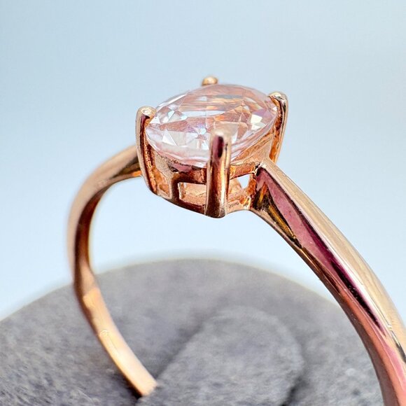 VTG Sterling Silver 925 Pink Cubic Zirconia Prong Set Statement Ring Size 10.75 - Picture 2 of 10